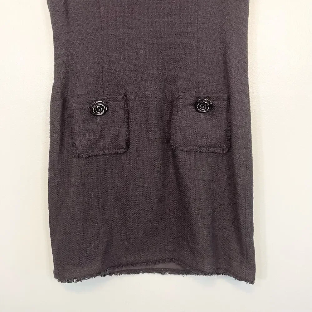 Karl Lagerfeld Paris Dress Womens 12 Black Fringes Mini Sheath Sleeveless NWOT - Picture 7 of 10